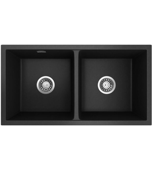 Oros 820 Arqstone Sink Double Bowl 750x440mm 0TH OF Black