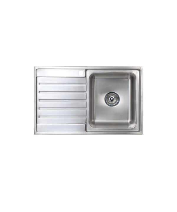 Kubic 100 Sink 800x500mm 1TH LH Drainer Silk S/S
