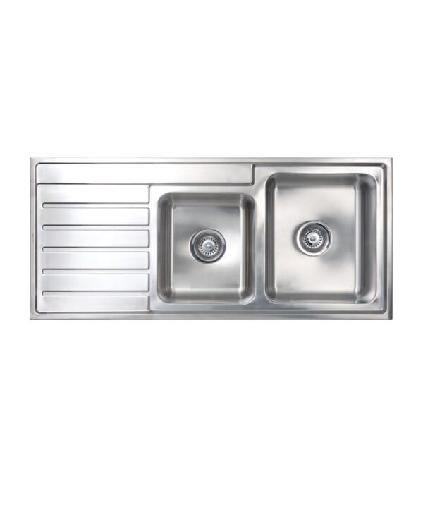 Kubic 175 Sink 1.75 Bowl 1120x500mm 0TH LH Drainer Silk S/S
