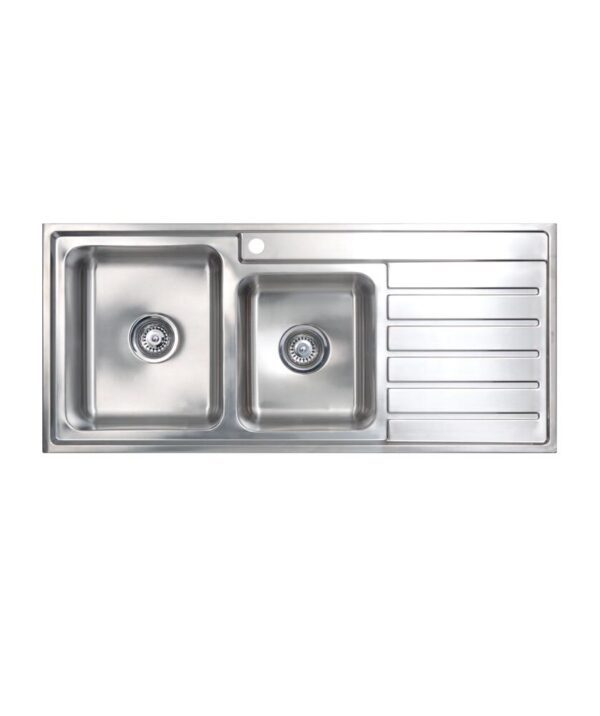 Kubic 175 Sink 1.75 Bowl 1120x500mm 1TH RH Drainer Silk S/S