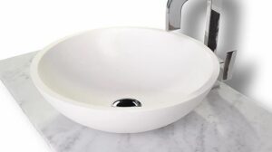 Karma Above Counter Basin Matte White Solid Surface NTH