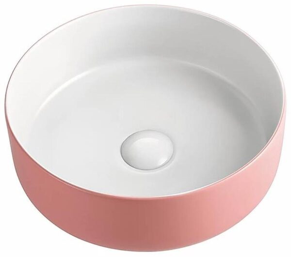 Margot Duo Above Counter Round Basin 360 Matte Pink Outside Matte White Inside