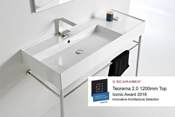 Teorema Wall Basin 1200x460 LH Offest Bowl White Gloss Ceramic