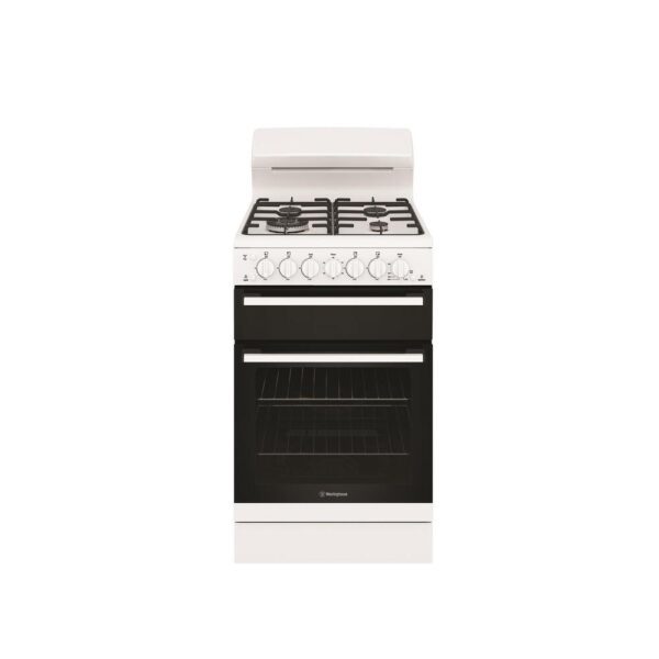 *Gas Upright Cooker 54cm Fan Bake Seperate Grill 4 Burner Gas Hob White NG