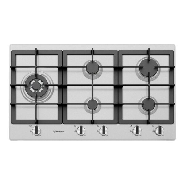 Gas Cooktop 90cm 5 Burner Inc Wok 14.4MJ/H S/S