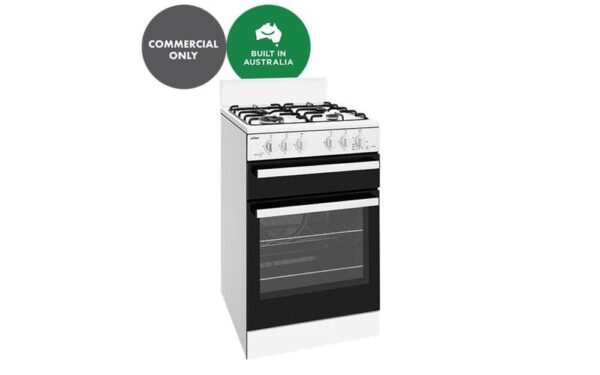 Gas Cooker 54cm Conventional Oven Seperate Grill 4 Burner Gas Hob Piezo White NG