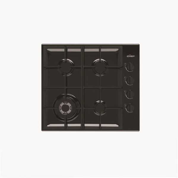 Gas Cooktop 60cm 4 Burner With Wok Electronic Ignition Black