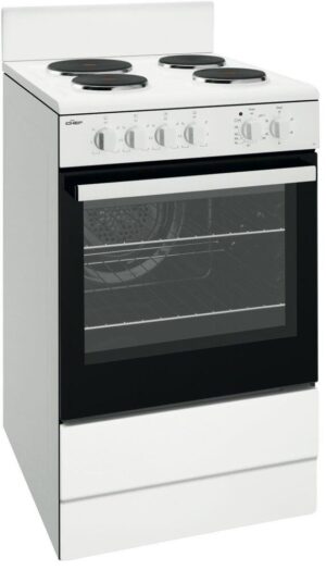 Electric Cooker 54cm Fan Forced Oven Grill in Oven 4 Hotplates White