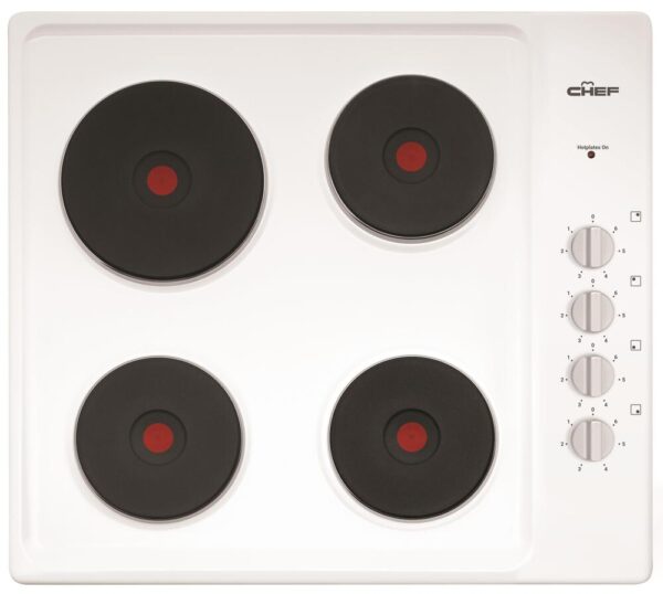 Electric Cooktop 60cm 4 Solid Elements White