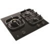 Gas Cooktop 60cm 3 Burner Inc 24MJ/hr Wok Black Glass - Image 3