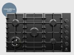 Gas Cooktop 90cm 5 Burner Inc Wok 17MJ/H Black Glass