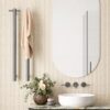 Vertical Bar Heated Towel Rail 240V Round 42x900x100mm Brushed Gunmetal - Image 3