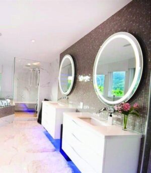 RB Range Round Back-Lit Mirror Hard Wired Warm Light 610mm