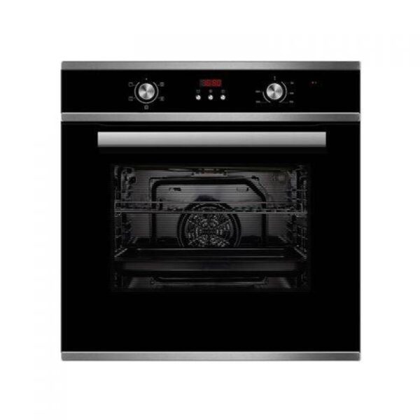 Electric Oven Built-In 60cm Fan Forced 5 Multifunction Digital Timer S/S & Black Glass