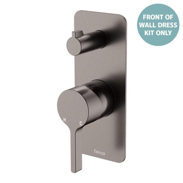 Sansa Shower Diverter Mixer Rectangular Plate Gun Metal Trim Kit ONLY