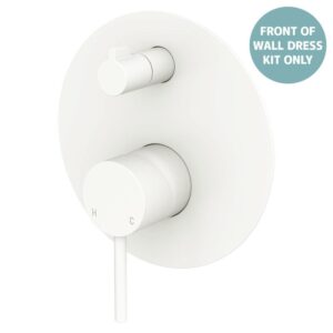 Kaya Shower Diveter Mixer Large Round Plate Matte White Trim Kit ONLY