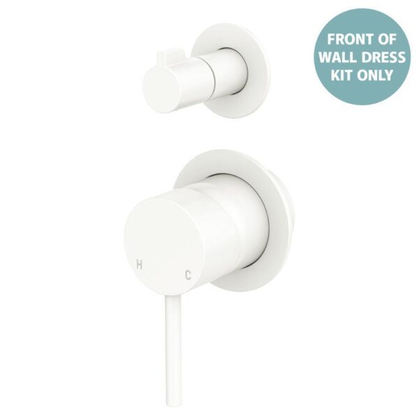 Kaya Shower Diveter Mixer Small Round Plates Matte White Trim Kit ONLY