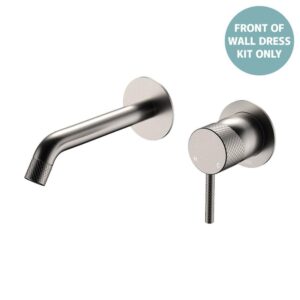 Axle Wall Basin/Bath Mixer Small Round Plates 160mm Outlet Brushed Nickel Trim Kit ONLY