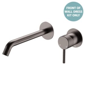 Axle Wall Basin/Bath Mixer Small Round Plates 200mm Outlet Gun Metal Trim Kit ONLY