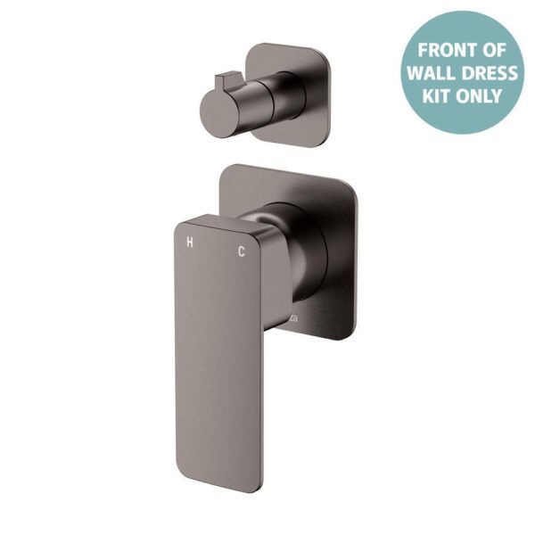 Tono Shower Diverter Mixer Small Square Plates Gun Metal Trim Kit ONLY