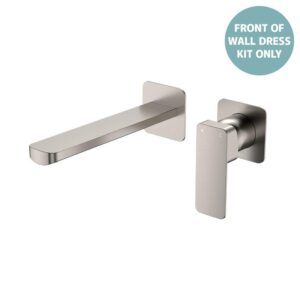 Tono Wall Basin/Bath Mixer Square Plates 200mm Outlet Brushed Nickel Trim Kit ONLY