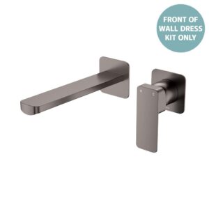 Tono Wall Basin/Bath Mixer Square Plates 200mm Outlet Gun Metal Trim Kit ONLY