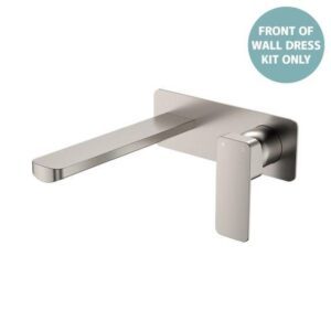 Tono Wall Basin/Bath Mixer Rectangular Plate 200mm Outlet Brushed Nickel Trim Kit ONLY
