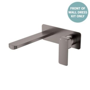 Tono Wall Basin/Bath Mixer Rectangular Plate 200mm Outlet Gun Metal Trim Kit ONLY