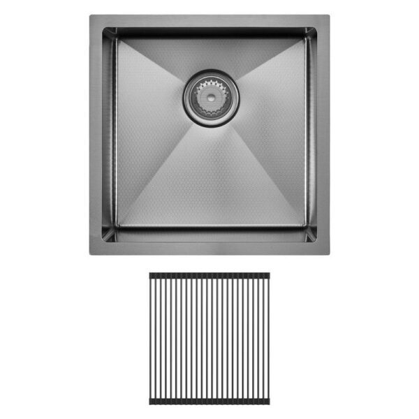Hana ANTI SCRATCH 32L Single Bowl Sink Gun Metal + Kit 450 x 450 x 200