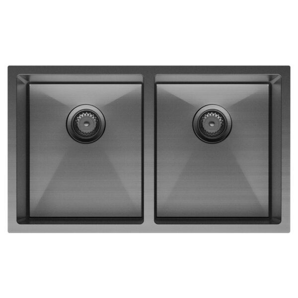 Hana 27/27L Double Kitchen Sink PVD Carbon Metal 760 x 450 x 200
