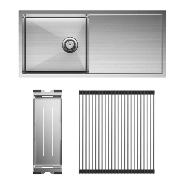 Hana 36L Single Kitchen Sink With Drainer + Kit 990 x 450 x 200