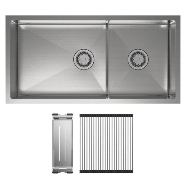 Hana 40/27L Double Kitchen Sink + Kit 892 x 450 x 200 S/S