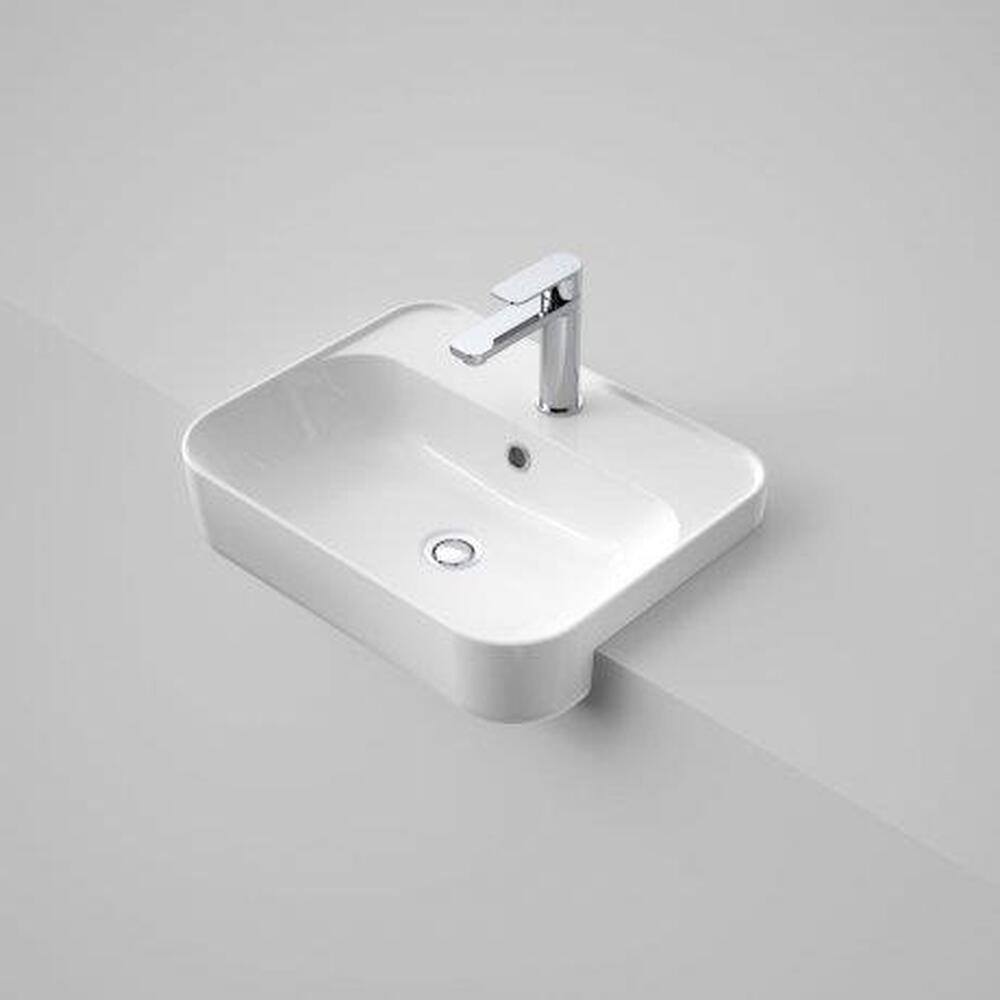 Tribute Sculptural Rectangle 420mm Semi-Recessed Basin 1TH With Overflow