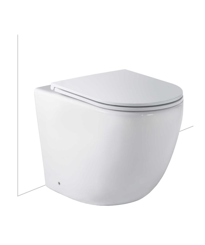Arko Floor Mount Toilet Pan & C100 Inwall Cistern Cleanflush Soft Close Flat Seat Matte White