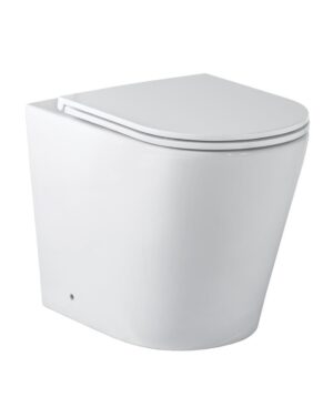 Modia Floor Mount Toilet Pan & C100 Inwall Cistern Cleanflush Soft Close Flat Seat