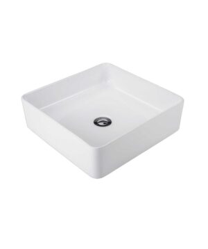 Plati 400 Ceramic Basin Above Counter 400x400mm 0TH NOF White