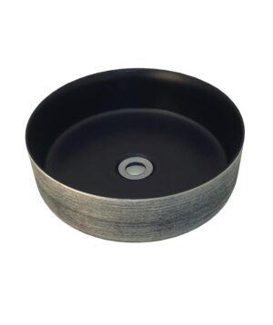 Arko Ceramic Basin Above Counter 355mm 0TH NOF Matte BlackTextured