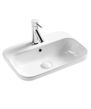 Limni 530 Ceramic Basin Inset 530x380mm 1TH OF White
