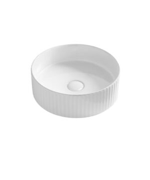 Cleo 360 Basin Fluted Round Matte White