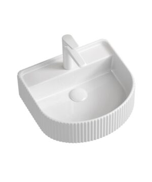 Cleo 404 Basin Fluted D Shape White Gloss 1TH
