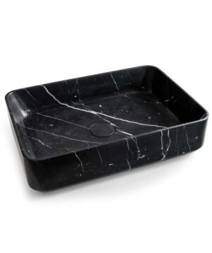 Lithos Stone Basin Above Counter 500x350mm 0TH NOF Midnight