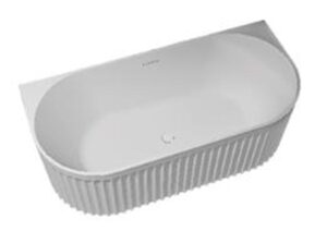 Aireys FLUTED Oval Back To Wall Bath White 1500mm