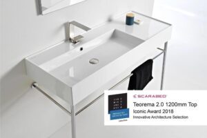 Teorema Wall Basin 1200x460 LH Offest Bowl White Gloss Ceramic