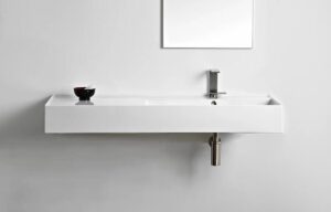 Teorema Wall Basin 1200x460 RH Offest Bowl White Gloss Ceramic