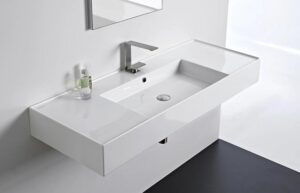 Teorema Wall Basin 1200x460 Centre Bowl White Gloss Ceramic