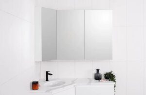 Glacier Lite Offset Corner Shaving Cabinet 1200x800 3 Door