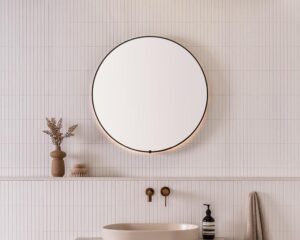 Sera Round LED Mirror 750mm Matte Black Frame