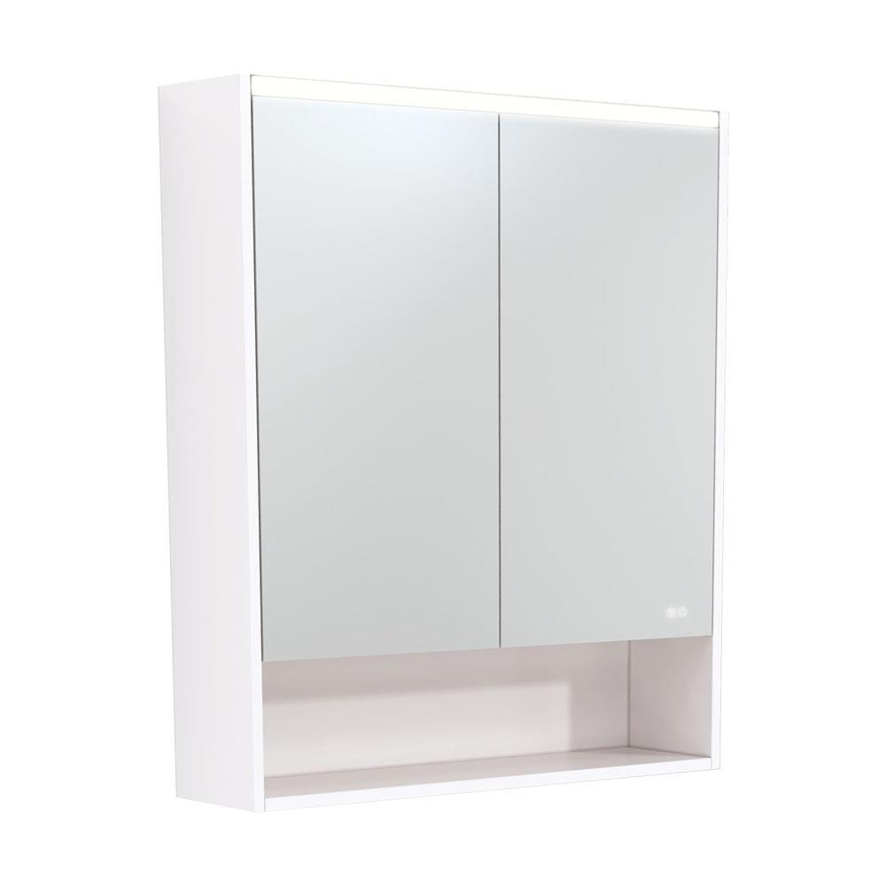 LED Mirror Cabinet With Shelf 750mm Gloss White Side Panels & Shelf