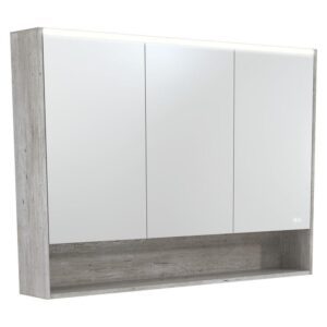 LED Mirror Cabinet With Shelf 1200mm Industrial Side Panels & Shelf