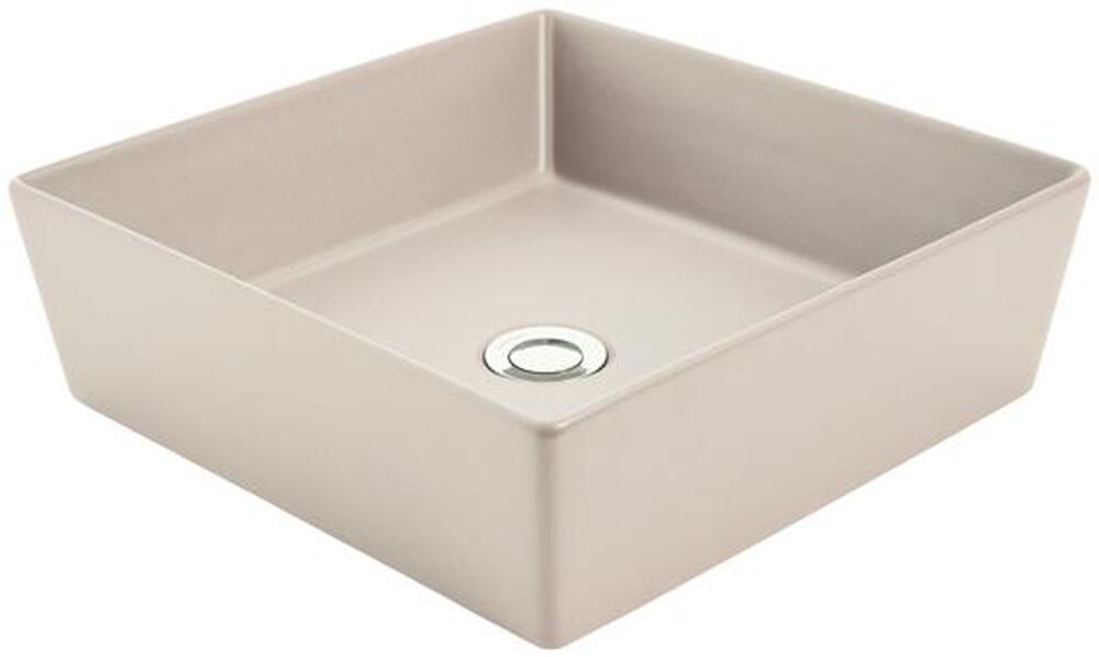 Venezia Square Counter Top Basin 380mm Sand Chrome Pop Up Waste